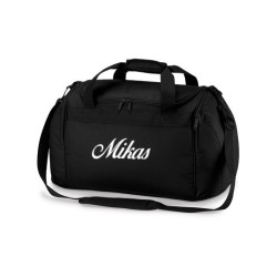 Sort sportstaske med broderet navn