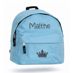 Lyseblå børnetaske med navn – personlig rygsæk til børn 2–6 år