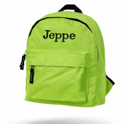 Limegrøn børnetaske med navn – personlig rygsæk til børn 2–6 år