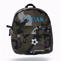 Armygrøn børnetaske med navn – personlig rygsæk til børn 2–6 år