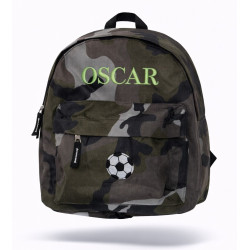 Armygrøn børnetaske med navn – personlig rygsæk til børn 2–6 år