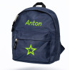 Mørkeblå børnetaske med navn – personlig rygsæk til børn 2–6 år