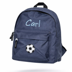 Mørkeblå børnetaske med navn – personlig rygsæk til børn 2–6 år
