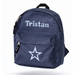 Mørkeblå børnetaske med navn – personlig rygsæk til børn 2–6 år