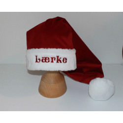 Luksus velour nissehue med navn – fåes i flere størrelser