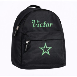 Sort børne rygsæk med navn – personlig taske til de mindste