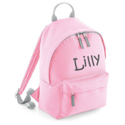 Lyserød børne taske med navn broderet