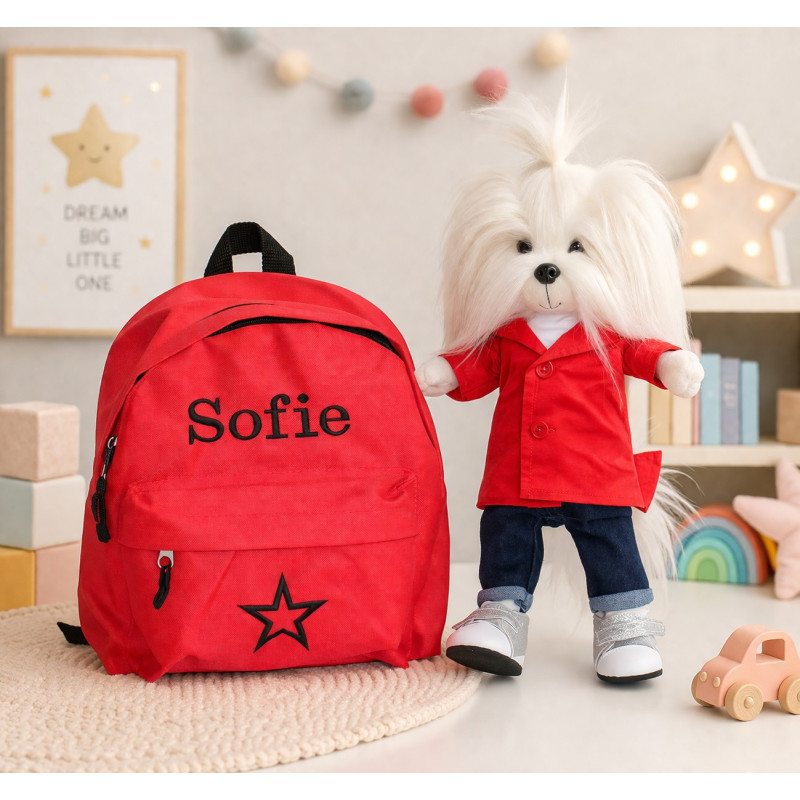 Lucky Doggy Mimi bamse og rygsæk med navn på