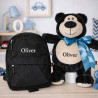 Cubbies  sort bamse og rygsæk med navn på