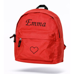 Rød børnetaske med navn – personlig rygsæk til børn 2–6 år