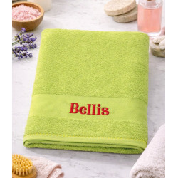 Limegrønt håndklæde  med navn på